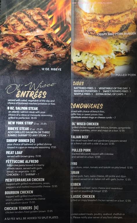 Ol' wisco bar and grill menu 