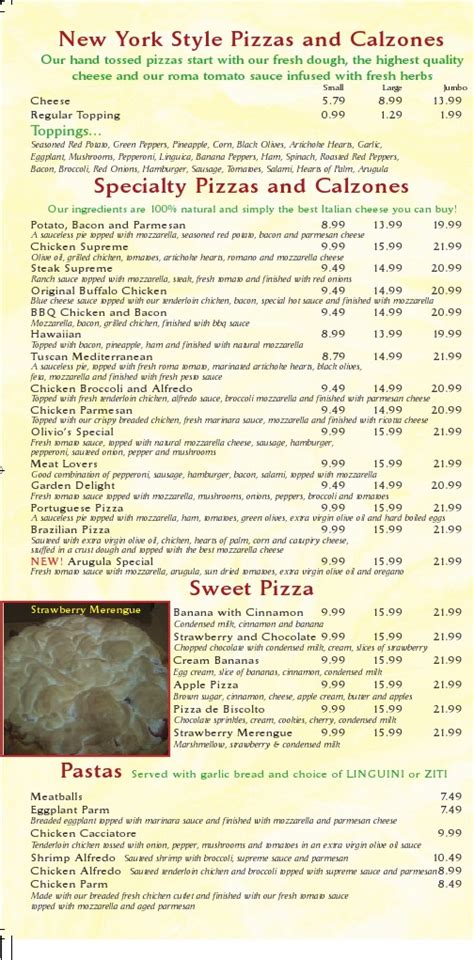 Olivio's grill and pizzeria menu 00