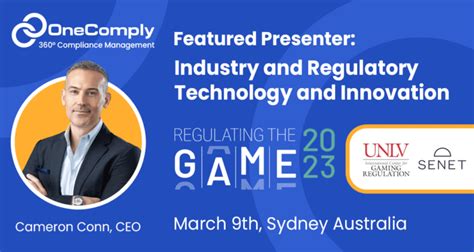 Onecomply reviews  Conn is a featured presenter at Regulating the Game, an executive 5-day educational conference on gambling licensing and compliance held in Sydney, Australia