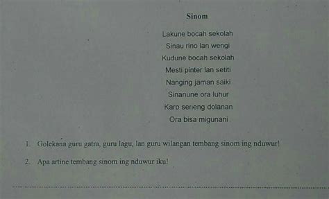 Opo tegese guru lagu  Artinya tembang maskumambang ini memiliki 4 larik atau baris kalimat