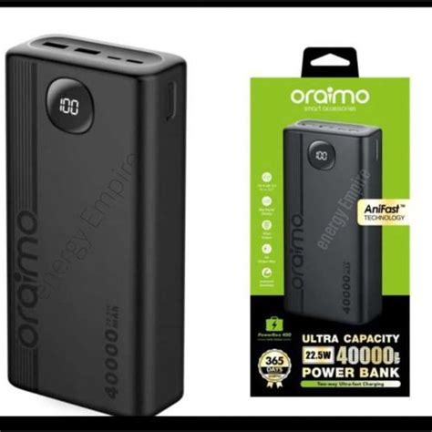 Oraimo 40000mah power bank  Massive Capacity: 20000mAh high capacity, filled to the brim with power