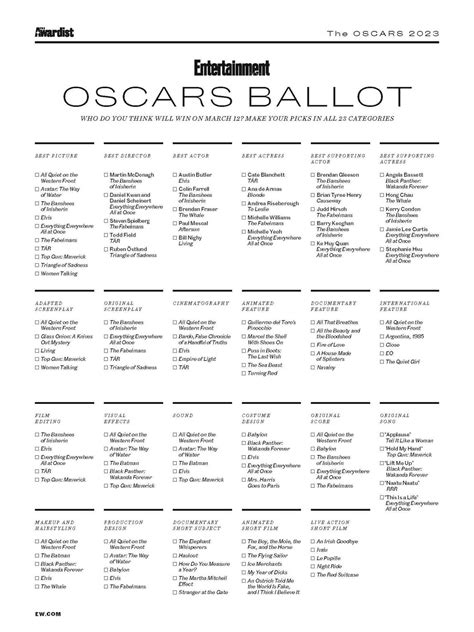 2024 Oscar Printable Ballo