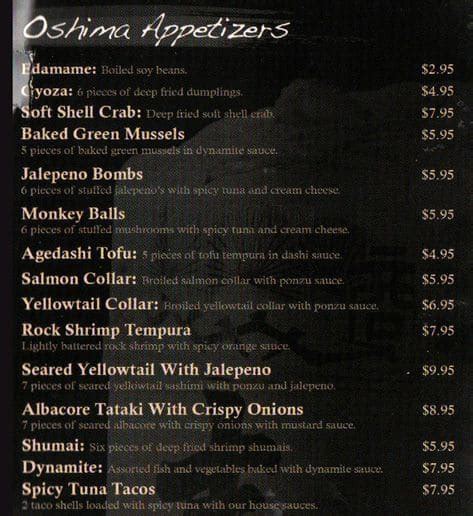Oshima sushi everett menu  Review