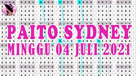 Paito lengkap sydney  LIVE DRAW