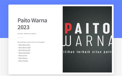 Paito warna jakarta 2023  Result Terbaru Jumat 01-12-2023: 5 2 8 6: Result North Carolina Day Terakhir: 30-11-2023: 5943: 29-11-2023: 6569: 28-11-2023: 8272: Statistik Prediksi Paito Warna