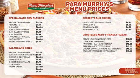 Papa murphy's pizza menu  Papa Murphy's is the largest Take and Bake pizza brand in the United States