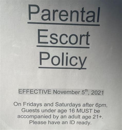 Parental escort policy officer  Attractions