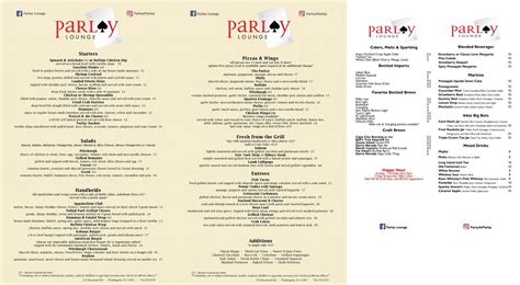Parlay lounge menu  we made reservations for tonight's dinner