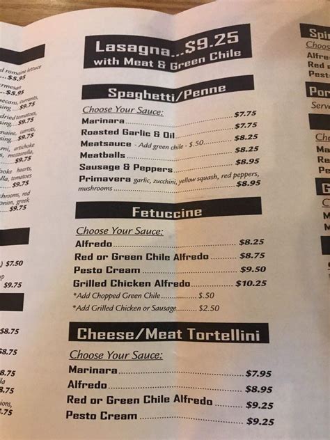 Pastaggios las cruces menu  Find menus