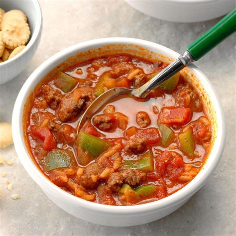 Paula deen stuffed pepper soup  ⭐ Next, pour in the diced tomatoes, tomato sauce, Worcestershire sauce and chicken broth