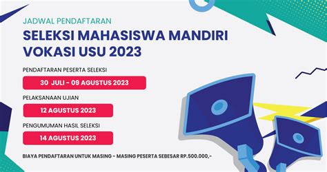 Pendaftaran vokasi usu 2023 00 WIB - Batas waktu konfirmasi data: 13 Juli 2023, pukul 24