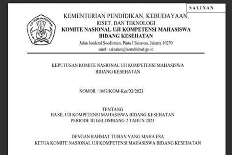 Pengumuman ukom 2023 gelombang 2 Sehubungan dengan surat Menteri Pendayagunaan Aparatur Negara dan Reformasi Birokrasi Republik Indonesia Nomor B/512/M