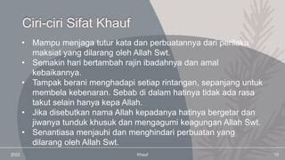 Perbedaan khauf dan khasyah Diajukan untuk Melengkapi dan Memenuhi Sebagian Syarat Memperoleh Gelar Magister Pendidikan (M