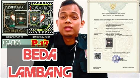 Perbedaan psht 16 dan 17  Cithak terletak di tengah