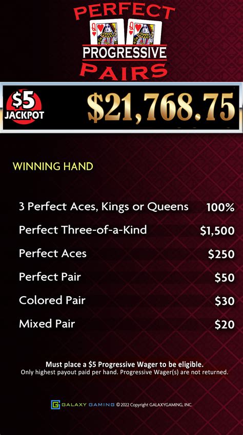 Perfect pairs 21 3  Mixed Pair is the lowest paying, then Colored Pair, and the Perfect Pair is the highest paying hand in the game