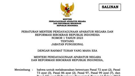 Permenpan jabatan pelaksana 2023 U