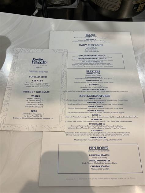 Pescato oyster bar & seafood menu  Unclaimed