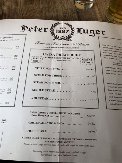 Peter luger steak house menu prices Peter Luger Steak House, Brooklyn: See 5,159 unbiased reviews of Peter Luger Steak House, rated 4 of 5 on Tripadvisor and ranked #36 of 5,878 restaurants in Brooklyn