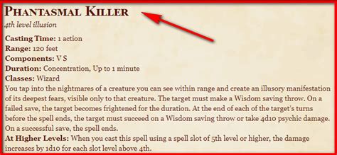 Phantasmal killer 5e  4th-level illusion
