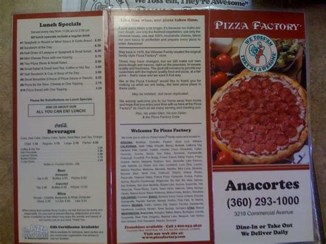 Pizza factory anacortes menu 1 mi