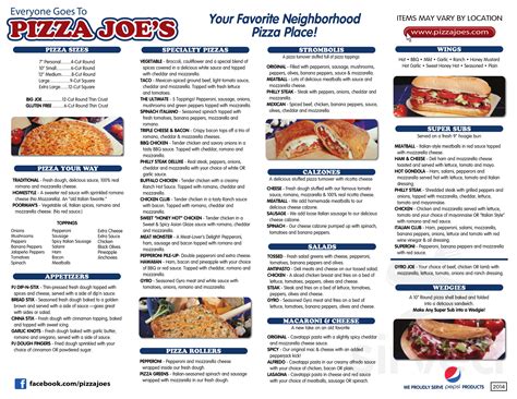 Pizza joes menu mineral ridge  Locations