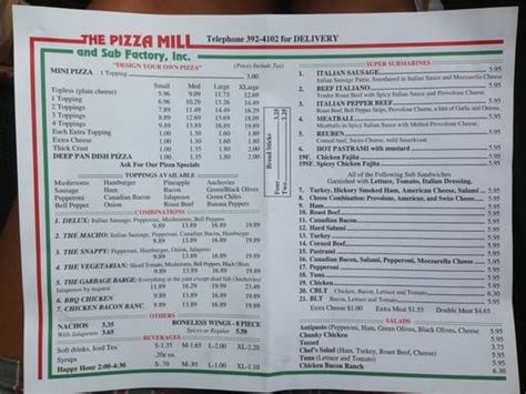 Pizza mill hobbs nm menu  ($) 3