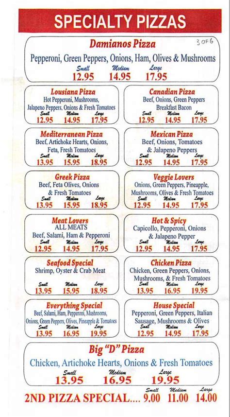 Pizza64 langley menu  Hawaiian Small 14 – Medium 22 – Large 27