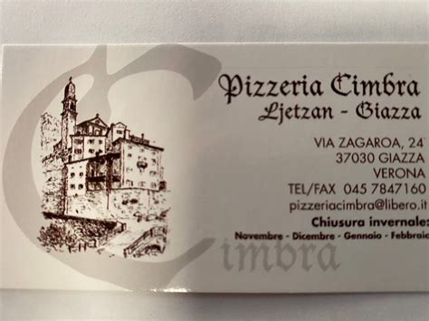 Pizzeria cimbra giazza  Giazza