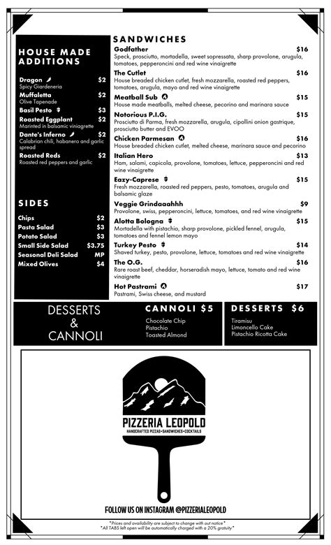 Pizzeria leopold menu  Add to wishlist