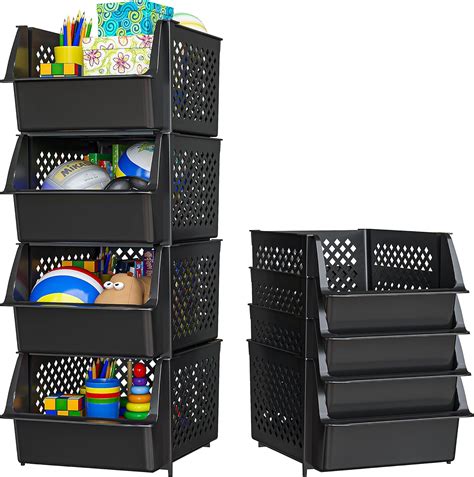 Screw Organizer Storage Bins, 2 Pack Stackable Plastic Bins with Lids, Divider Compartment Containers for Garage / Craft Tool Organizing, Tool Cart