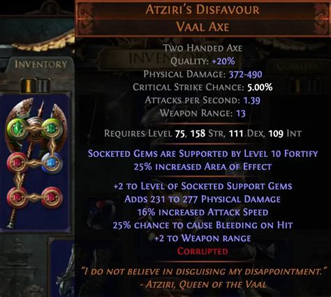 Poe atziri's disfavour  Dps yes not for bleeding build, but weapon range is worse