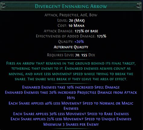 Poe ensnaring arrow pierce  don't work well with it