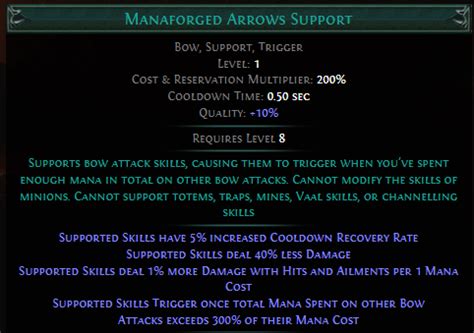 Poewiki manaforged arrows Mageblood and 1200 eDPS bow