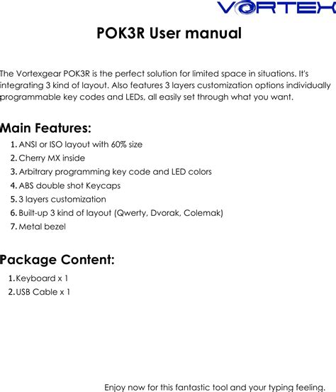 Pok3r manual  Press question mark to learn the rest of the keyboard shortcutsThe manual for the race 3 refers you to the vortex pok3r manual for the