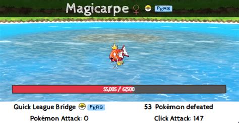 Pokeclicker magikarp jump  It has 25 tiles arranged in a 5x5 square, including 5 chest tiles, 13 non-boss encounter tiles, and 1 boss encounter tile