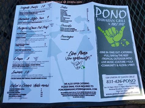 Pono hawaiian grill menu capitola  Business Owner