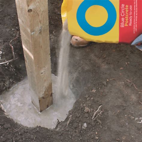 Postcrete screwfix  A ready to use blend of selected sand, cement and additives formulated for fixing wooden, concrete and metal posts