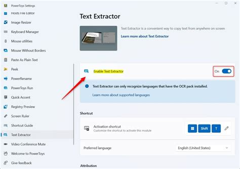 Powertoys text extractor not working  In this setup, try