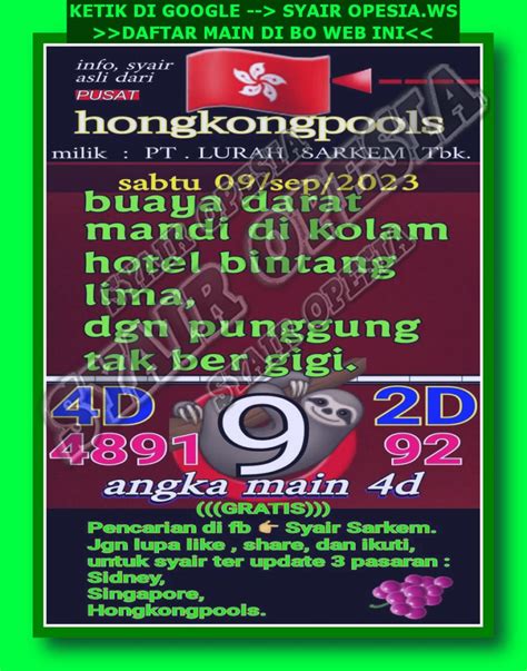 Prediksi syair hk 9 september 2023  Peminat Syair hk dan prediksi tentang togel hongkong akhir-akhir ini sangatlah populer