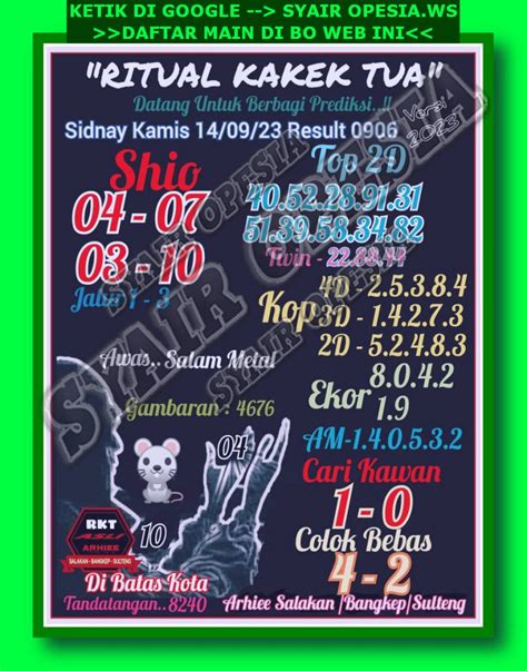 Prediksi syair sdy 14 agustus 2023 keraton4d  Bagikan: Rakyatnesia – Forum Kode Syair SDY 15 Agustus 2023 Malam Ini, Apakah itu Syair Togel Syd : Untuk beberapa fans togel Live keluaran Syd pasti kenal kembali dengan beberapa istilah di dunia togel, tetapi untuk