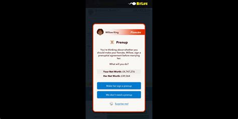 Prenup in bitlife  Menu