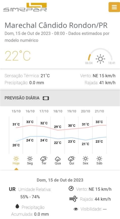 Previsão do tempo para marechal cândido rondon foreca  29° 31° Porto Mendes, PR