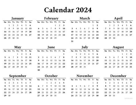 2024 Printable Calendar One Page
