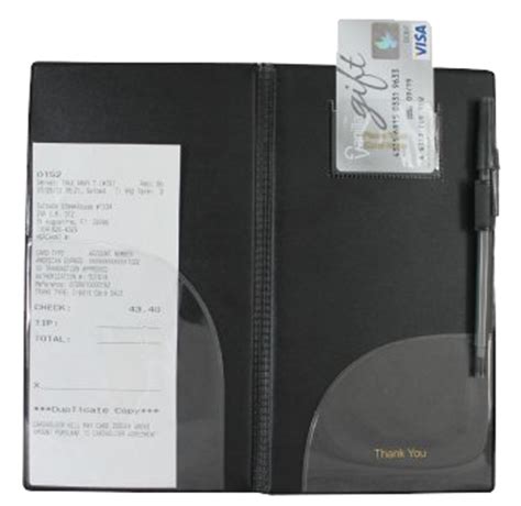 Printed guest check presenters  Standard black cover material, padded