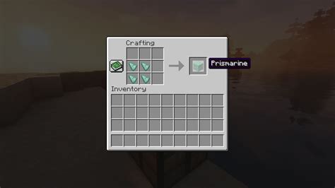 Prismarine brick recipe  You can add a prismarine shard to your inventory in Survival mode by killing a guardian