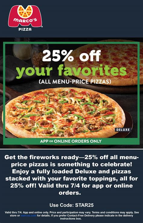 Promo code for marco's pizza  Save $19