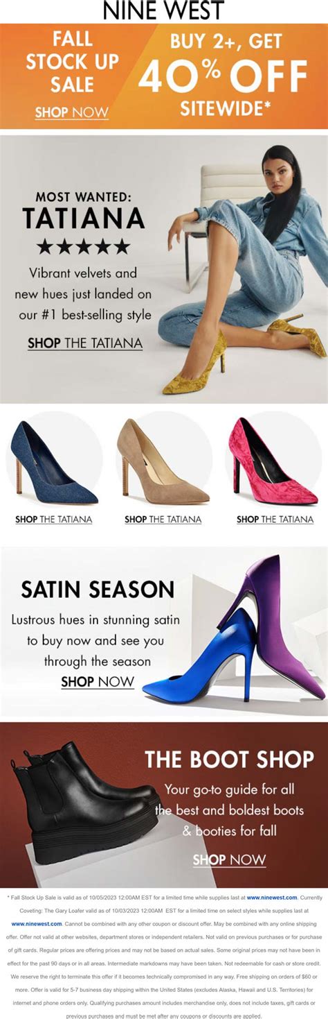 Promotion code nine west  Discounts