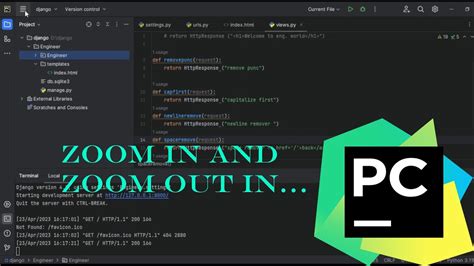 Pycharm zoom in PyCharm run window allows for the visualization of just five columns and forces a page break making it difficult to see a larger number of columns side by side