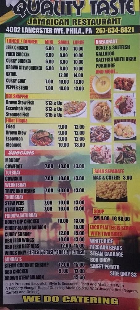 Quality taste jamaican restaurant menu 3 (4,100+ valuaciones) | DashPass