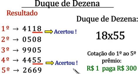 Quanto paga$1 no duque de dezena combinado  Quanto paga o jogo do bicho